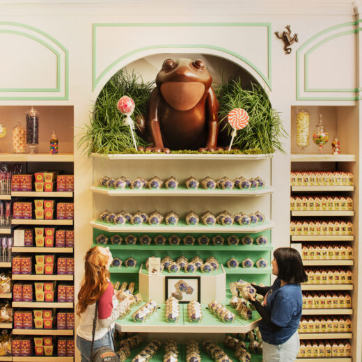 Chocolate Frog confectionary wall at Harry Potter Shop New York