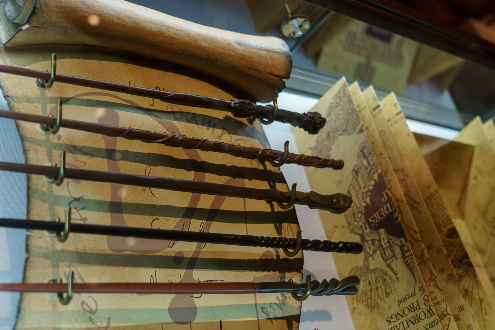 Wands and Marauders Map at Harry Potter Shop New York